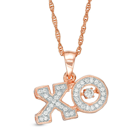 Lab-Created White Sapphire "Xo" Pendant in Sterling Silver with 14K Rose Gold Plate