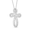 Thumbnail Image 1 of 3/4 CT. T.W. Baguette and Round Diamond Loop Cross Pendant in 10K White Gold