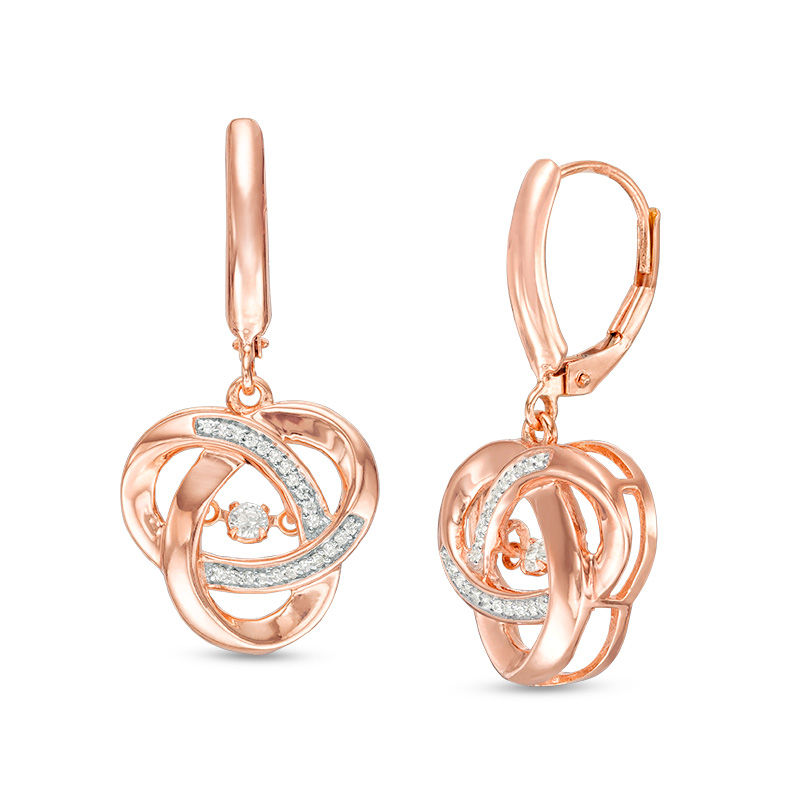Lab-Created White Sapphire Orbit Love Knot Drop Earrings in Sterling Silver with 14K Rose Gold Plate