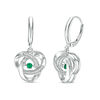 Thumbnail Image 0 of Lab-Created Emerald and White Sapphire Orbit Drop Earrings in Sterling Silver