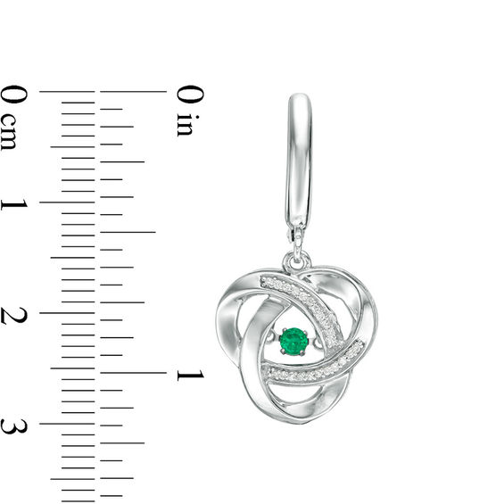 Lab-Created Emerald and White Sapphire Orbit Drop Earrings in Sterling Silver