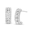 Thumbnail Image 1 of 1 CT. T.W. Diamond Multi-Row Huggie Hoop Earrings in 10K White Gold