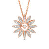 Thumbnail Image 0 of Lab-Created White Sapphire Sunflower Pendant in Sterling Silver with 14K Rose Gold Plate