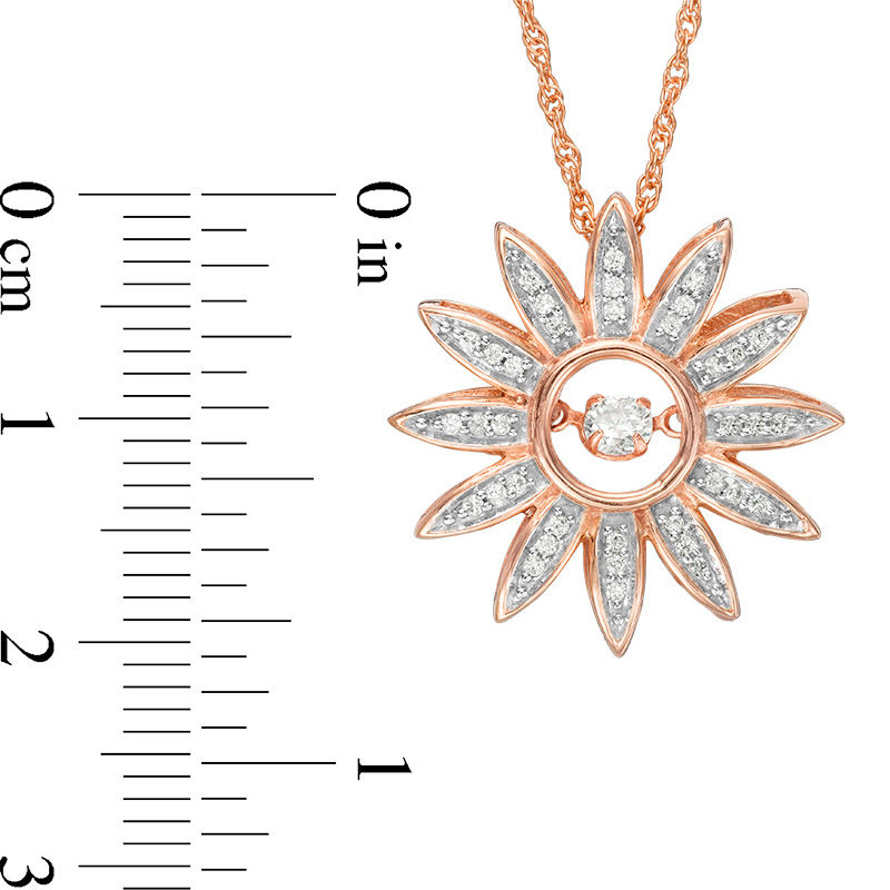 Lab-Created White Sapphire Sunflower Pendant in Sterling Silver with 14K Rose Gold Plate