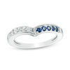 Thumbnail Image 1 of Lab-Created Blue and White Sapphire Chevron Band in Sterling Silver