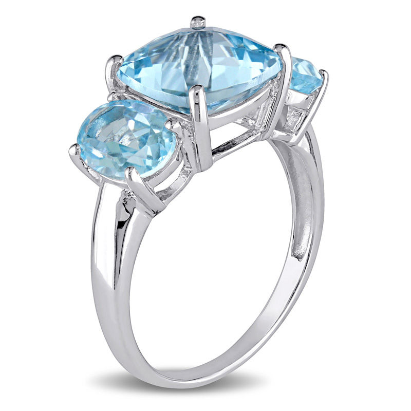 Sky Blue Topaz Three Stone Ring in Sterling Silver
