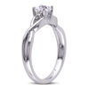 Thumbnail Image 1 of 4.0mm Princess-Cut Lab-Created White Sapphire and 1/20 CT. T.W. Diamond Promise Ring in Sterling Silver