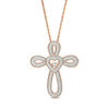 Thumbnail Image 0 of Lab-Created White Sapphire Looping Cross Pendant in Sterling Silver with 14K Rose Gold Plate