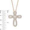 Thumbnail Image 1 of Lab-Created White Sapphire Looping Cross Pendant in Sterling Silver with 14K Rose Gold Plate