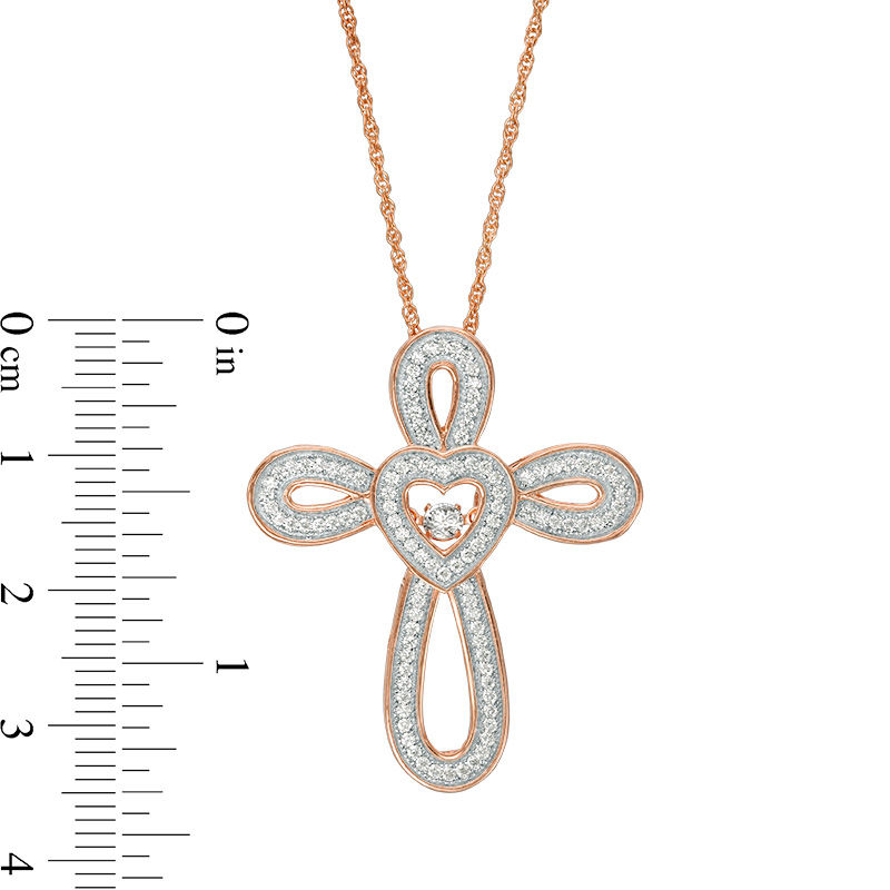 Lab-Created White Sapphire Looping Cross Pendant in Sterling Silver with 14K Rose Gold Plate