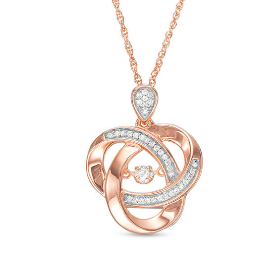Unstoppable Love™ Lab-Created White Sapphire Orbit-Style Love Knot Pendant in Sterling Silver with 14K Rose Gold Plate Unstoppable Love™ Lab-Created White Sapphire Orbit-Style Love Knot Pendant in Sterling Silver with 14K Rose Gold Plate