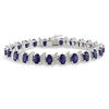 Thumbnail Image 0 of Oval Lab-Created Blue Sapphire and Diamond Accent Cascading Bracelet in Sterling Silver