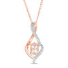 Thumbnail Image 1 of Oval Morganite and Lab-Created White Sapphire Infinity Flame Pendant in 10K Rose Gold