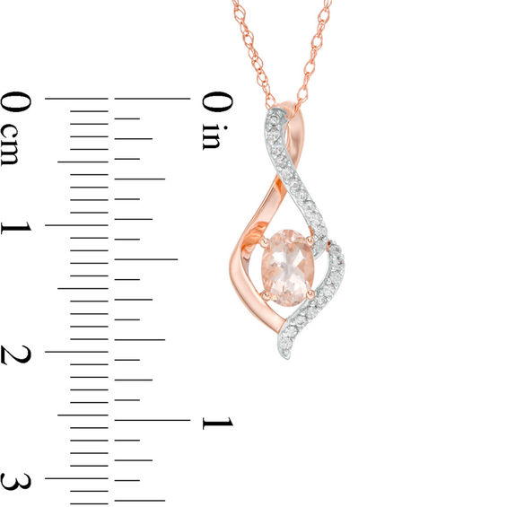 Oval Morganite and Lab-Created White Sapphire Infinity Flame Pendant in 10K Rose Gold
