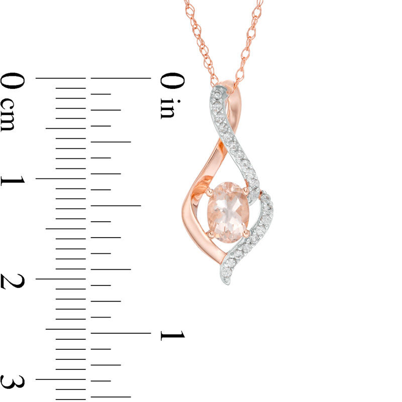 Main Image 3 of Oval Morganite and Lab-Created White Sapphire Infinity Flame Pendant in 10K Rose Gold