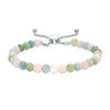 Thumbnail Image 1 of 5.5 - 6.0mm Morganite and Polished Bead Bolo Bracelet in Sterling Silver - 9.0"