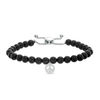Thumbnail Image 1 of 5.5 - 6.0mm Black Agate Bead and Lab-Created White Sapphire Peace Sign Bolo Bracelet in Sterling Silver - 9.0"
