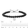 Thumbnail Image 2 of 5.5 - 6.0mm Black Agate Bead and Lab-Created White Sapphire Peace Sign Bolo Bracelet in Sterling Silver - 9.0"