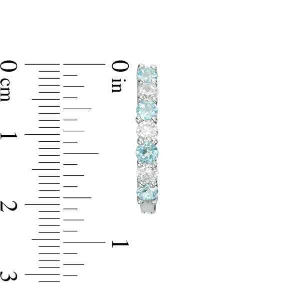 3.0mm Blue and White Topaz Hoop Earrings in Sterling Silver