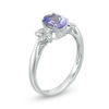 Thumbnail Image 2 of Oval Tanzanite and 1/10 CT. T.W. Diamond Petals Ring in 10K White Gold