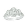 Thumbnail Image 0 of 3/4 CT. T.W. Diamond Three Stone Oval Frame Engagement Ring in 14K White Gold