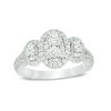 Thumbnail Image 1 of 3/4 CT. T.W. Diamond Three Stone Oval Frame Engagement Ring in 14K White Gold