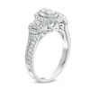 Thumbnail Image 2 of 3/4 CT. T.W. Diamond Three Stone Oval Frame Engagement Ring in 14K White Gold