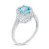 Thumbnail Image 2 of 7.0mm Blue Topaz and Lab-Created White Sapphire Hexagon Frame Ring in Sterling Silver