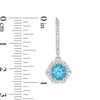 Thumbnail Image 2 of 6.0mm Blue Topaz and Lab-Created White Sapphire Hexagon Frame Drop Earrings in Sterling Silver