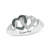 Thumbnail Image 1 of 1/20 CT. T.W. Enhanced Black and White Diamond Multi-Heart Promise Ring in Sterling Silver (1 Line)