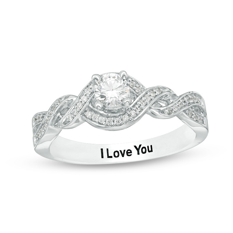 Main Image 1 of 1/3 CT. T.W. Diamond Twist Shank Promise Ring in Sterling Silver (1 Line)
