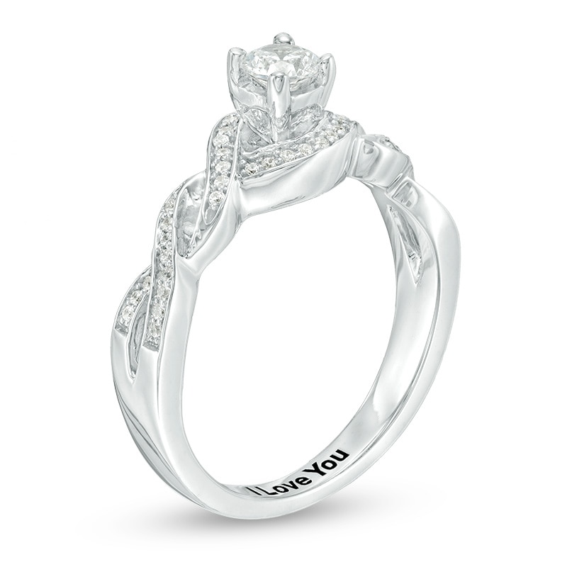 Main Image 2 of 1/3 CT. T.W. Diamond Twist Shank Promise Ring in Sterling Silver (1 Line)