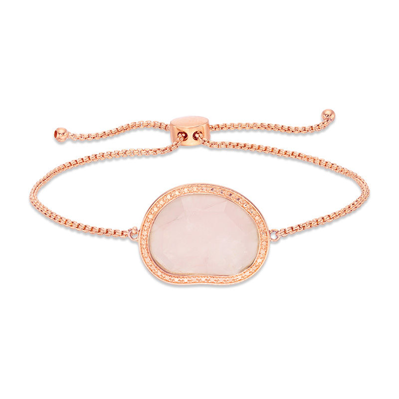 Main Image 1 of Abstract Rose Quartz Bolo Bracelet in Sterling Silver with 18K Rose Gold Plate - 9.0"