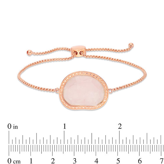 Abstract Rose Quartz Bolo Bracelet in Sterling Silver with 18K Rose Gold Plate - 9.0"