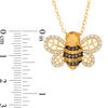 Thumbnail Image 2 of Citrine, Smoky Quartz and Lab-Created White Sapphire Bumble Bee Pendant in Sterling Silver with 10K Gold Plate