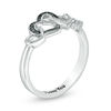 Thumbnail Image 1 of 1/20 CT. T.W. Enhanced Black and White Diamond Multi-Heart Promise Ring in Sterling Silver (1 Line)