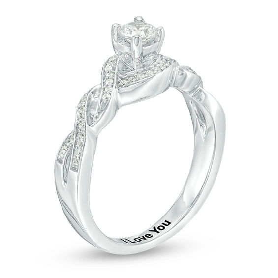 1/3 CT. T.w. Diamond Twist Shank Promise Ring in Sterling Silver (1 Line)
