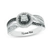 Thumbnail Image 0 of 1/5 CT. T.W. Enhanced Black and White Diamond Double Frame Multi-Row Promise Ring in Sterling Silver (1 Line)