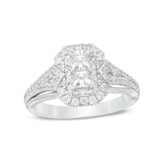 3/4 CT. T.w. Princess-Cut Diamond Octagon Frame Engagement Ring in 14K White Gold