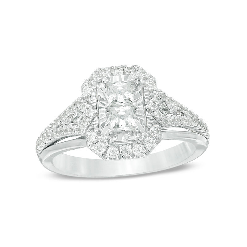 3/4 CT. T.W. Princess-Cut Diamond Octagon Frame Engagement Ring in 14K White Gold
