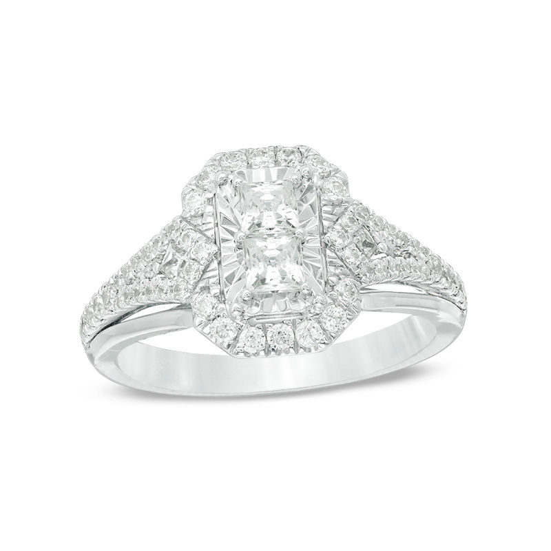Main Image 1 of 3/4 CT. T.W. Princess-Cut Diamond Octagon Frame Engagement Ring in 14K White Gold