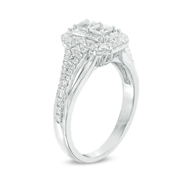 3/4 CT. T.w. Princess-Cut Diamond Octagon Frame Engagement Ring in 14K White Gold