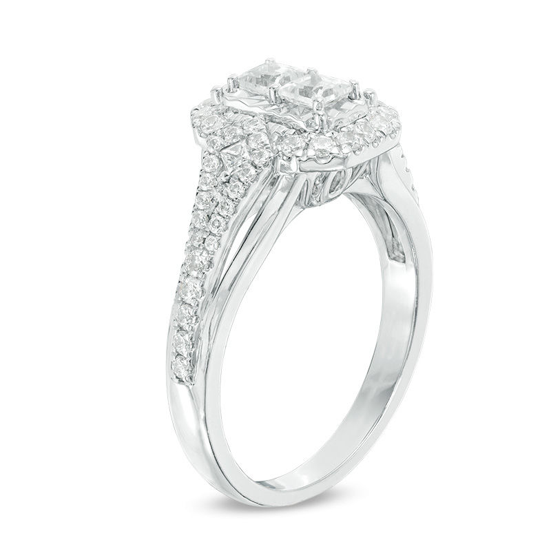 3/4 CT. T.W. Princess-Cut Diamond Octagon Frame Engagement Ring in 14K White Gold