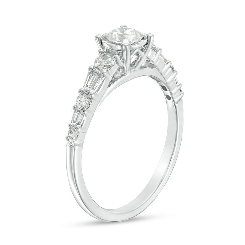 Main Image 2 of 3/4 CT. T.W. Diamond Alternating Engagement Ring in 14K White Gold