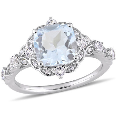 Details about   2.15 Ct Aquamarine Diamond Engagement Ring 14K White Gold Finish Size 5 6 7.5 