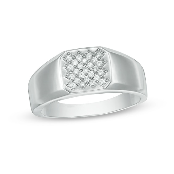 1/6 CT. T.w. Composite Diamond Signet Ring in Sterling Silver