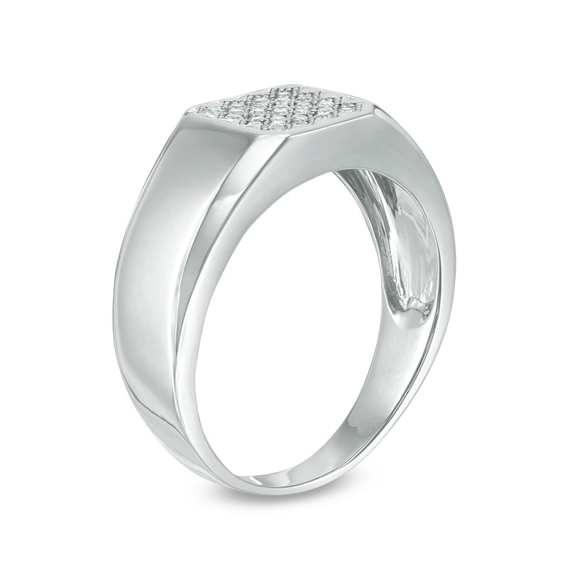 Main Image 2 of 1/6 CT. T.W. Composite Diamond Signet Ring in Sterling Silver