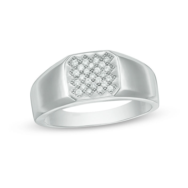 Men's 1/6 CT. T.W. Composite Diamond Signet Ring in Sterling Silver