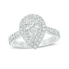 Thumbnail Image 0 of Vera Wang Love Collection 1-3/4 CT. T.W. Certified Pear-Shaped Diamond Frame Engagement Ring in 14K White Gold (I/SI2)