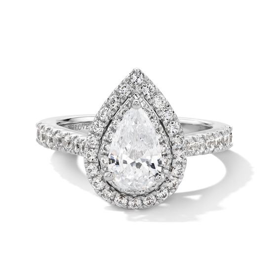 Vera Wang Love Collection 1-3/4 CT. T.w. Pear-Shaped Diamond Frame Engagement Ring 14K White Gold (I/Si2)